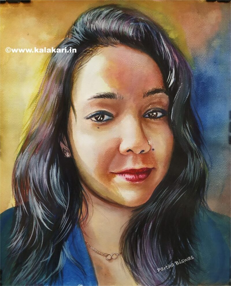 Watercolour portrait painting, Picture to water colour portrait painting