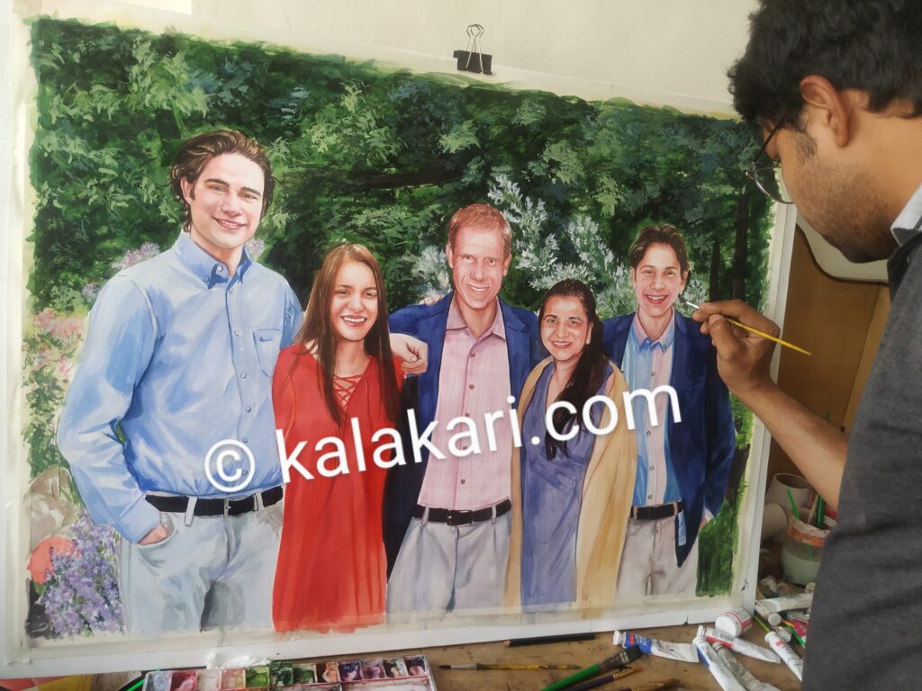 Family water color painting